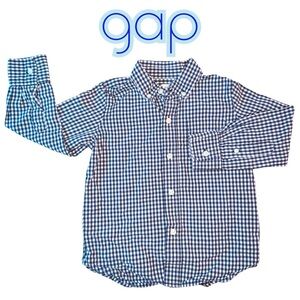 GAP Kids Navy and White Checkered Button Down Shirt